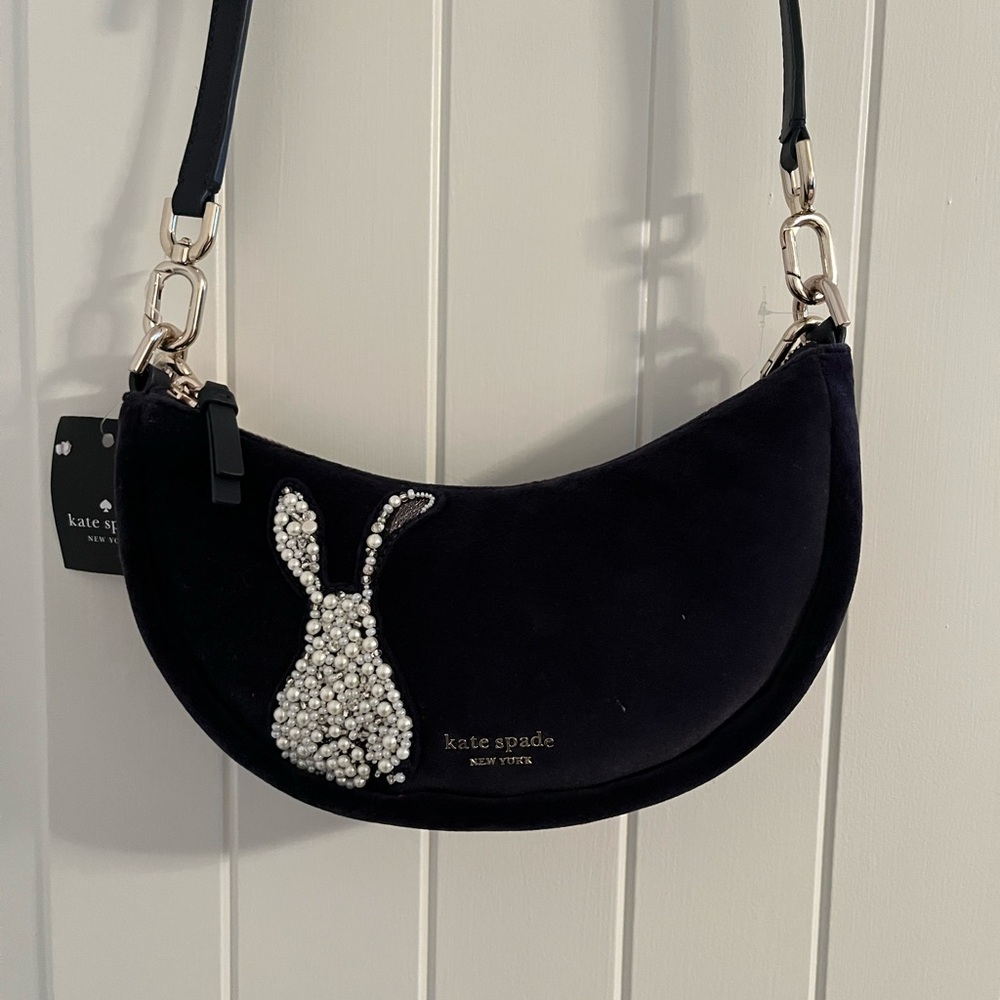 Kate Spade Navy Velvet Shoulder Bag